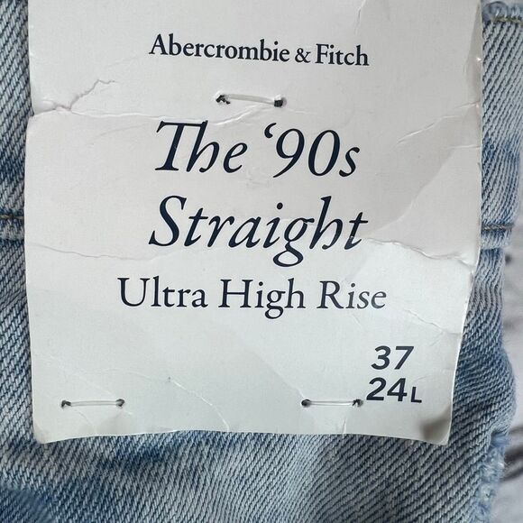 NWT Abercrombie & Fitch The ’90s Straight Ultra High Rise Jeans Light Wash Size - Picture 3 of 6